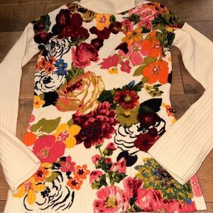 Moth Floral Sweater with Cream Sleeves